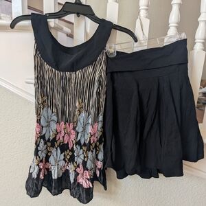 Black Floral Skirt